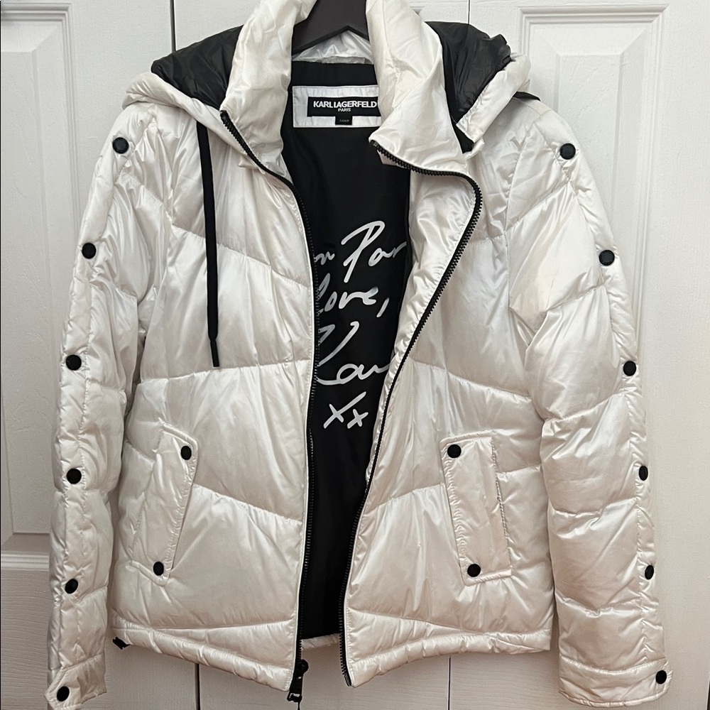 Karl Lagerfeld White and Black Puffer Jacket